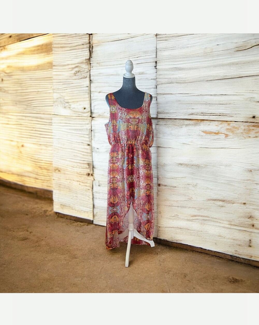 Olsenboye Colorful Snake Print Split Skirt Dress Size XL